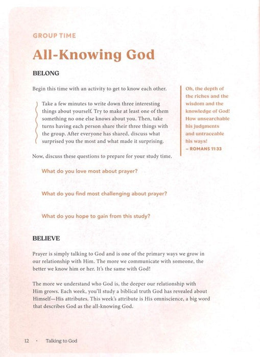 Talking to God - Teen Girls’ Bible Study Book: A Bible Study on Prayer