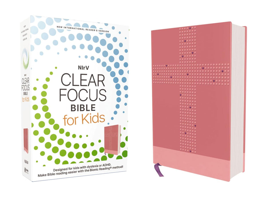NIrV, Clear Focus Bible for Kids (Help Kids with ADHD or Dyslexia Read with Confidence), Leathersoft, Pink: Help Kids with ADHD or Dyslexia Read with Confidence