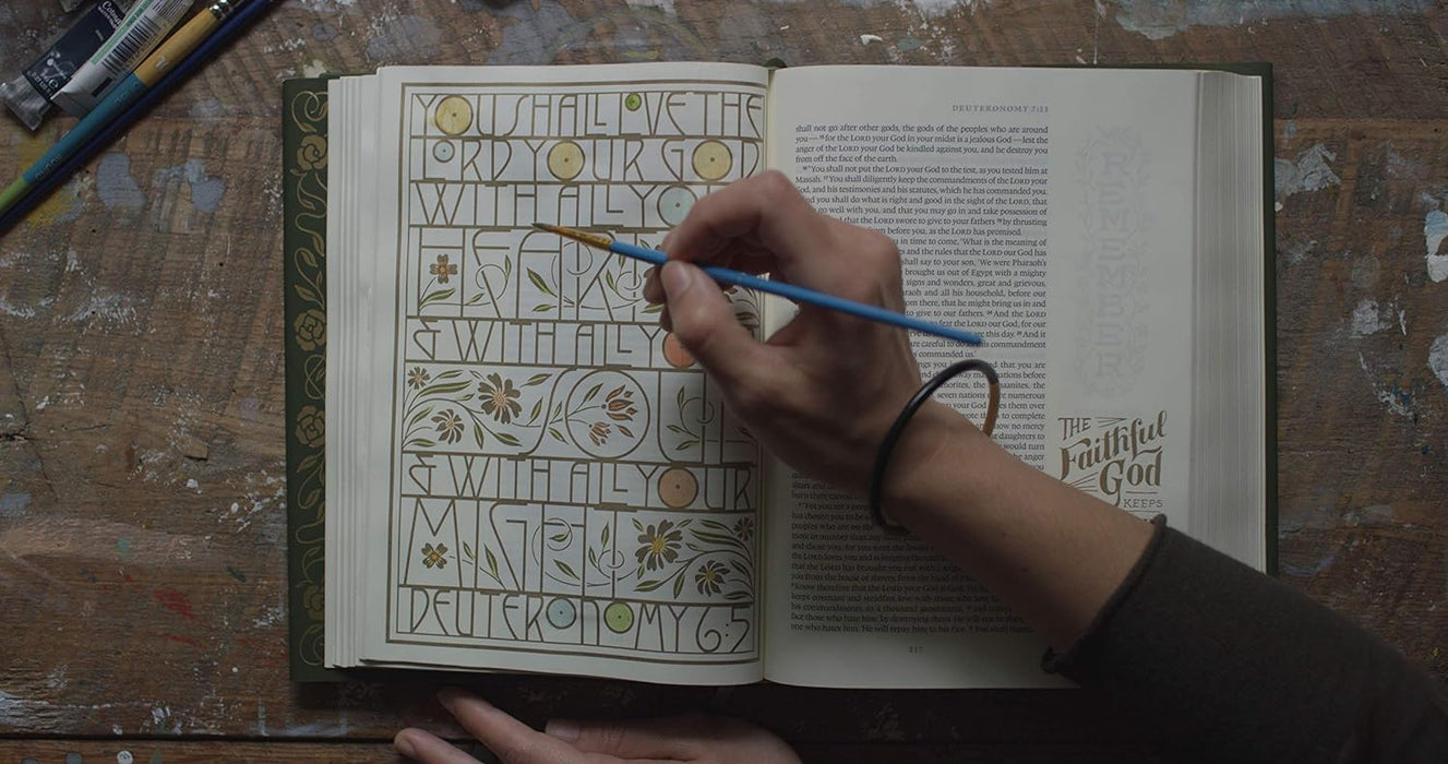 ESV Illuminated Bible, Art Journaling Edition (Green Hardcover)