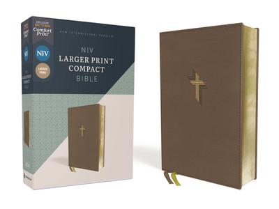 NIV Larger Print Compact Bible (Comfort Print) Brown Leathersoft