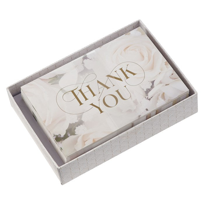 Boxed Cards - Thank You - White Roses