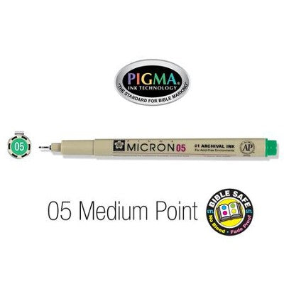 Pigma Micron (05) Bible Note Pen in Green