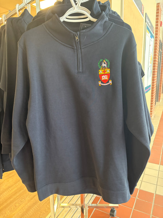 Navy Academic Crest 1/4 Zip Sweatshirt