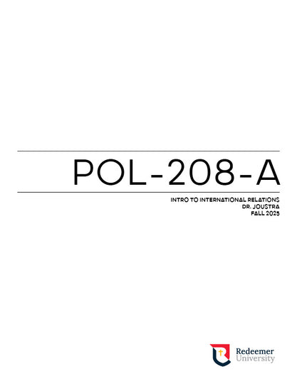 POL 208 Coursepack - Christ and Covenant in Global Politics