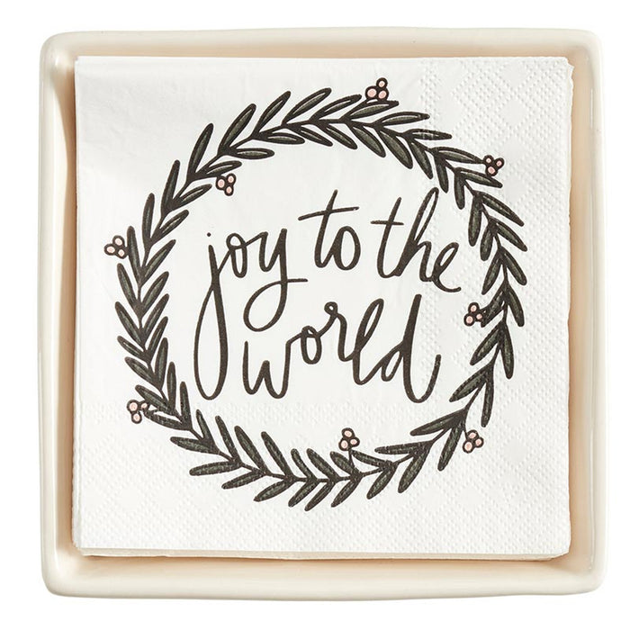 'Joy to the World' Ceramic Napkin Tray