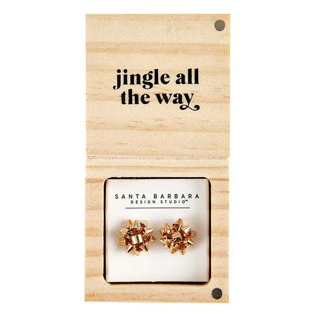 "Fa La La" Gold Bow Earrings