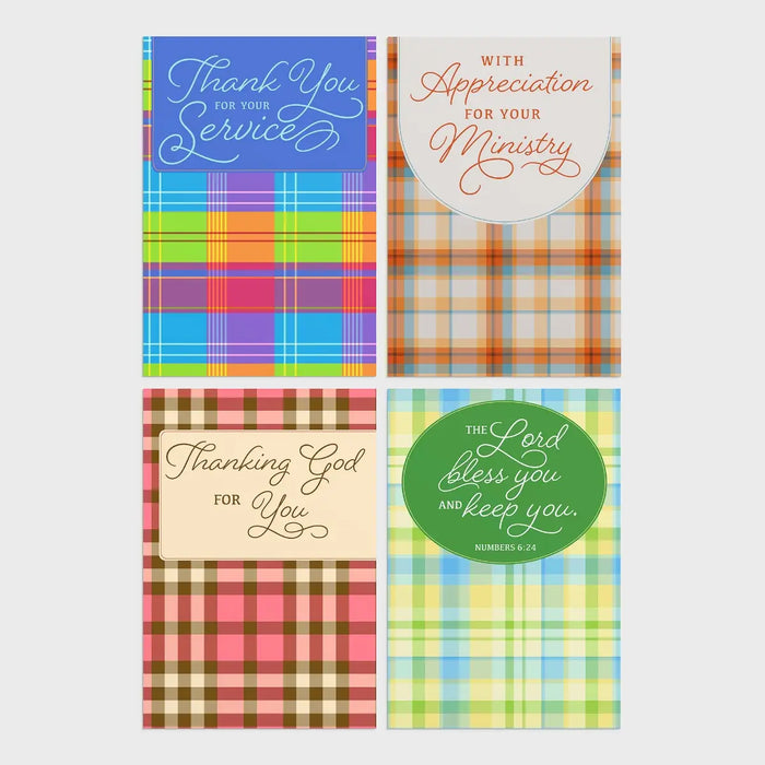 Boxed Ministry Appreciation Cards - Plaid