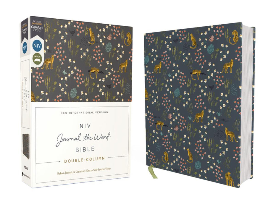 NIV Journal The Word Bible Double Column (Comfort Print) Navy Floral Cloth over Board