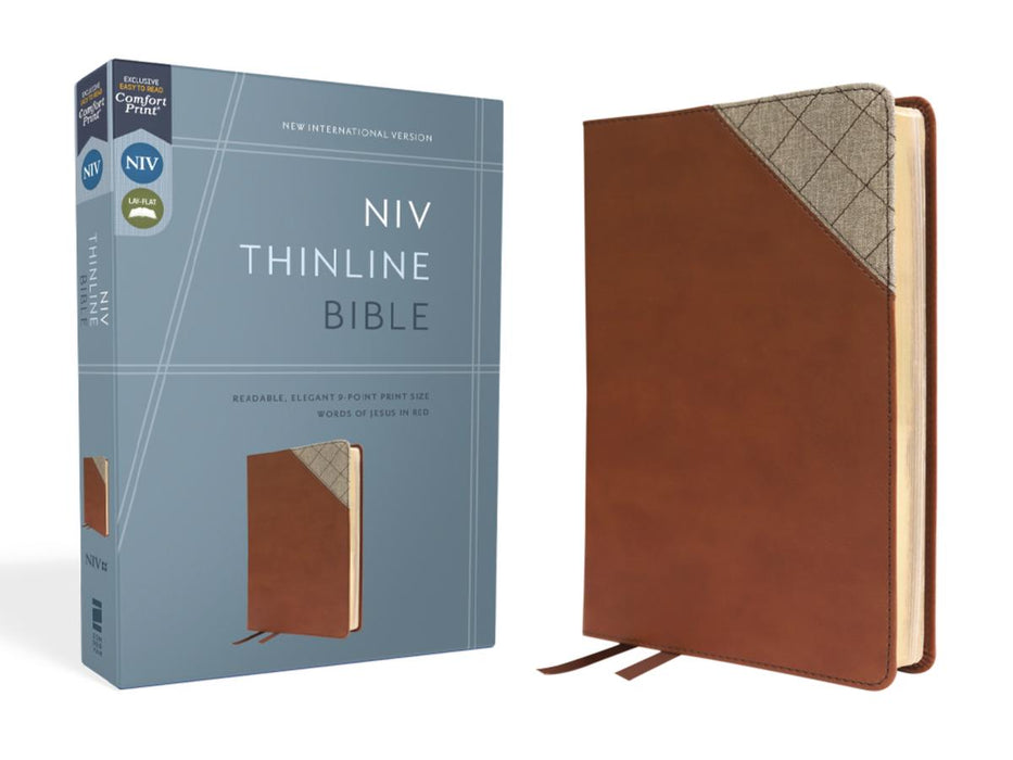 NIV Thinline Bible (Comfort Print) Brown Leathersoft